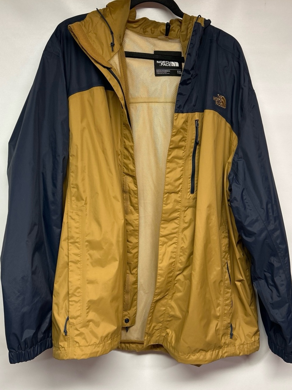 The North Face Two-Tone Hooded Shell Jacket - Mustard & Navy Blue